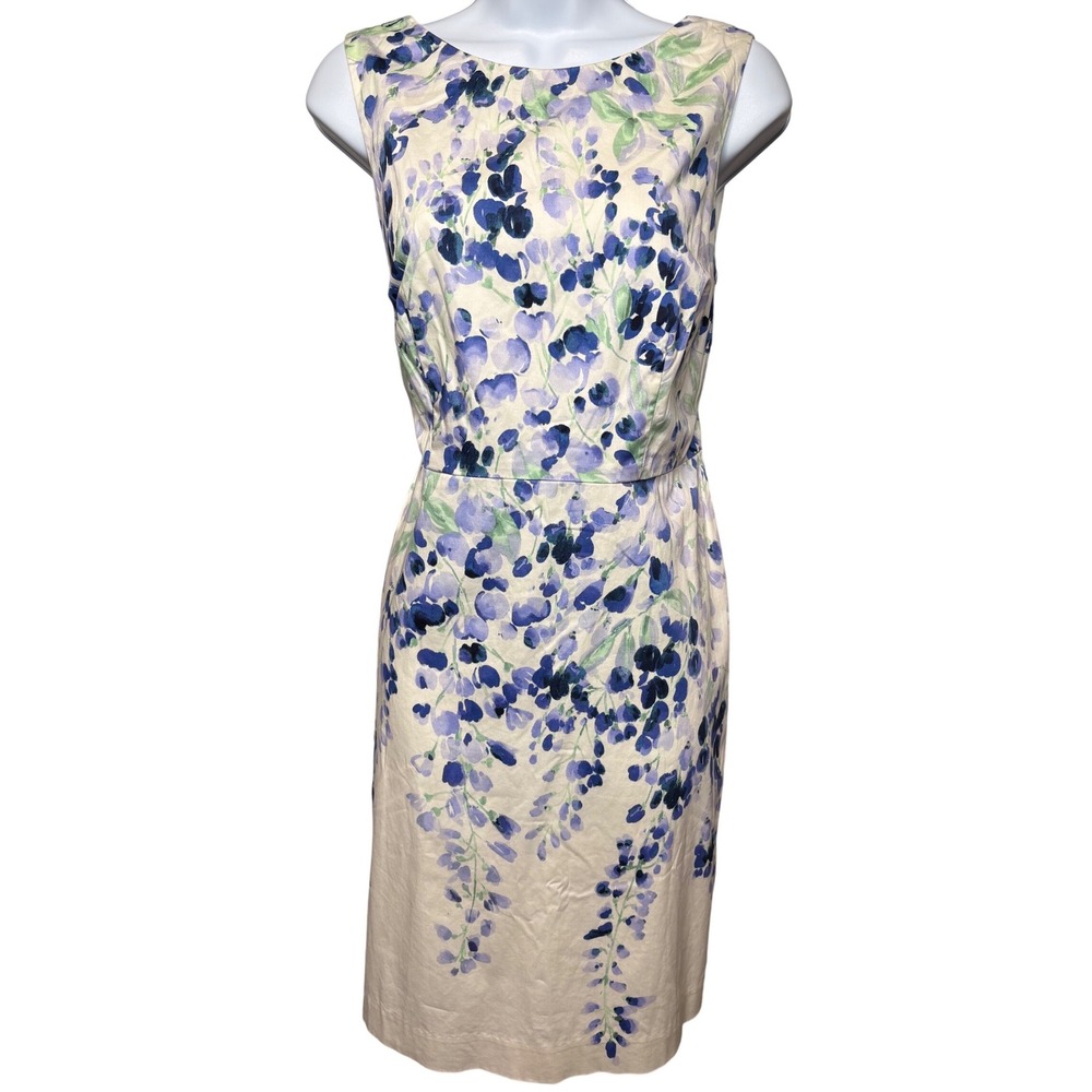 RSVP by TALBOTS Womens Blue Floral Wisteria Sheath Dress 6P Cottagecore Romantic